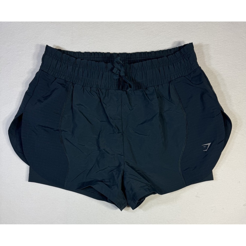 Gymshark Women's Athletic Activewear Shorts Drawstring Logo Stretch Teal NWOT